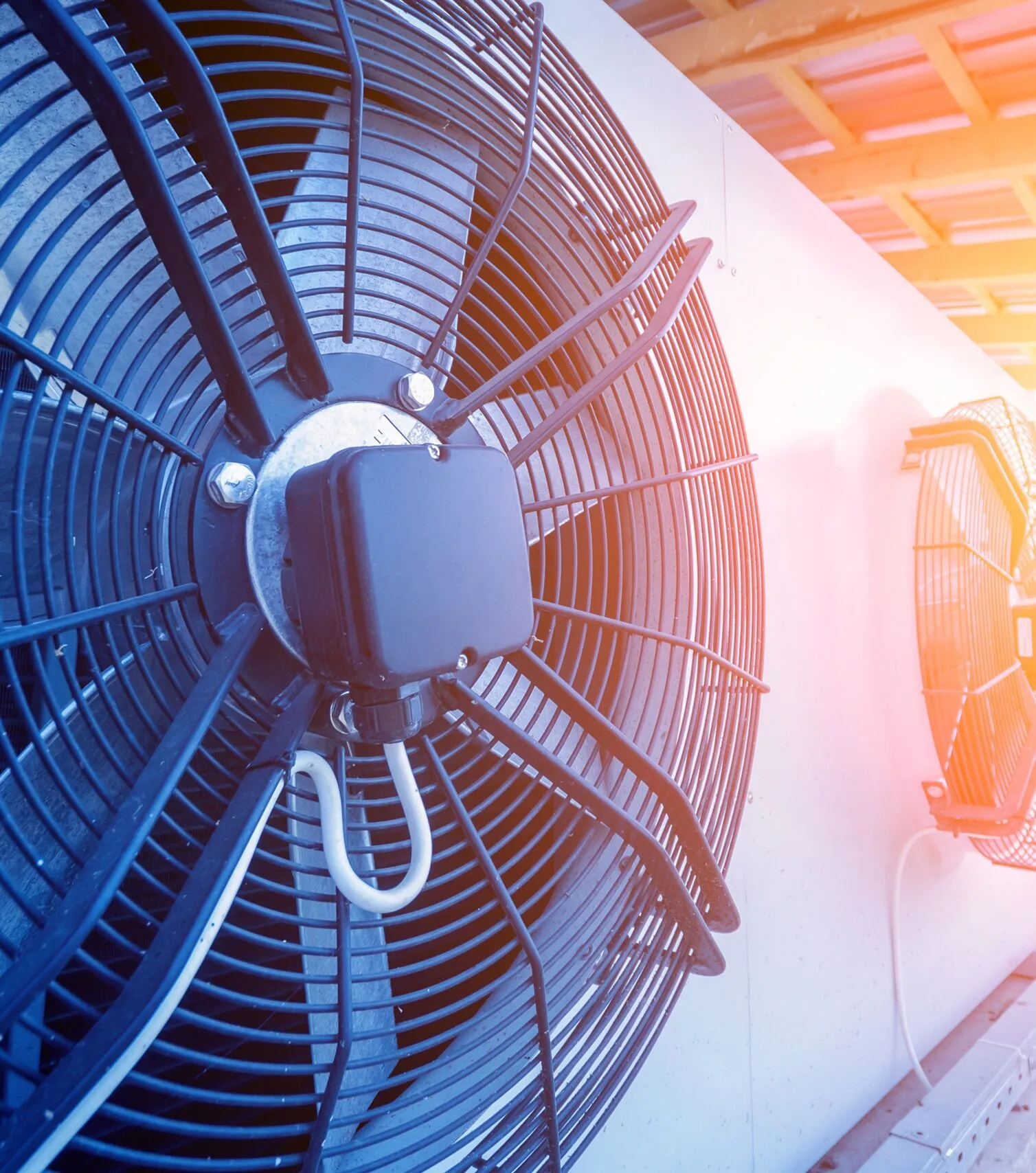 closeup of overhead air fan unit